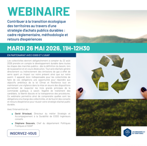Contribuer à la transition écologique des territoires au travers d’une stratégie d’achats publics durables : cadre réglementaire, méthodologie et retours d’expériences