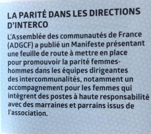 La parité dans les directions d'interco