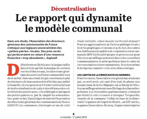 Le rapport qui dynamite le modèle communal